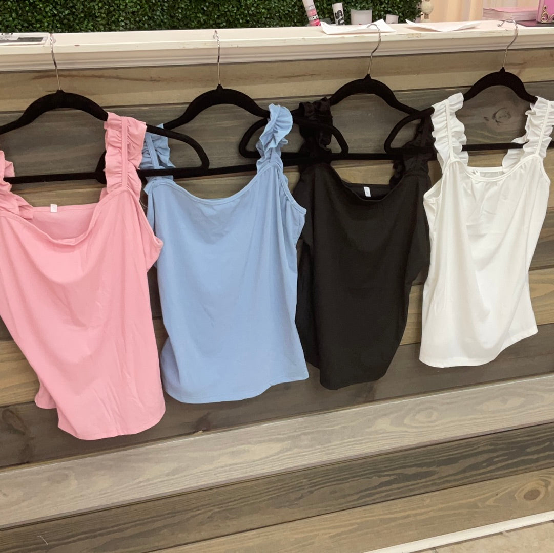 Ruffle strap tank top