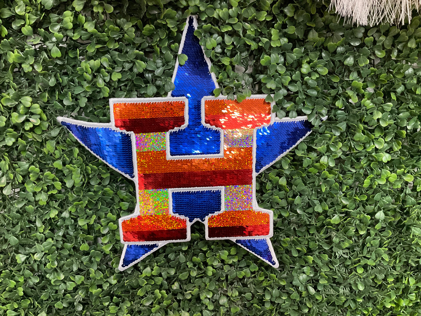 H Blue Star Sequins Patch