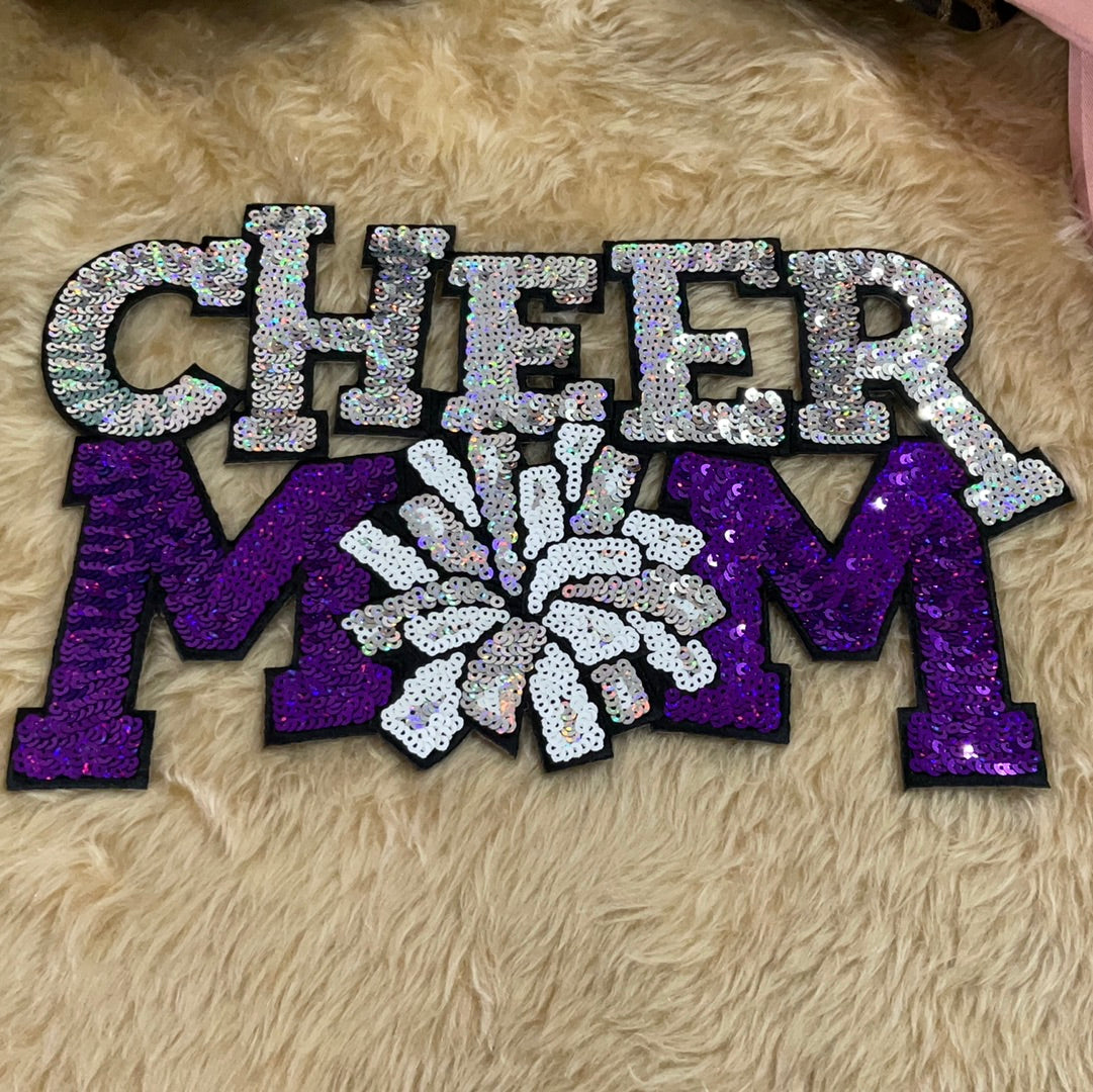 CHEER MOM Sequins Patch