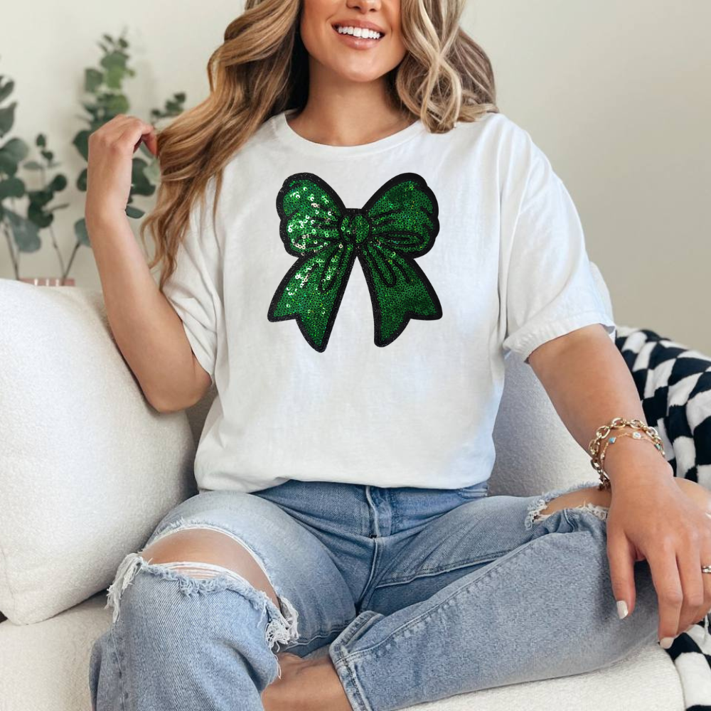 Green sequins bow