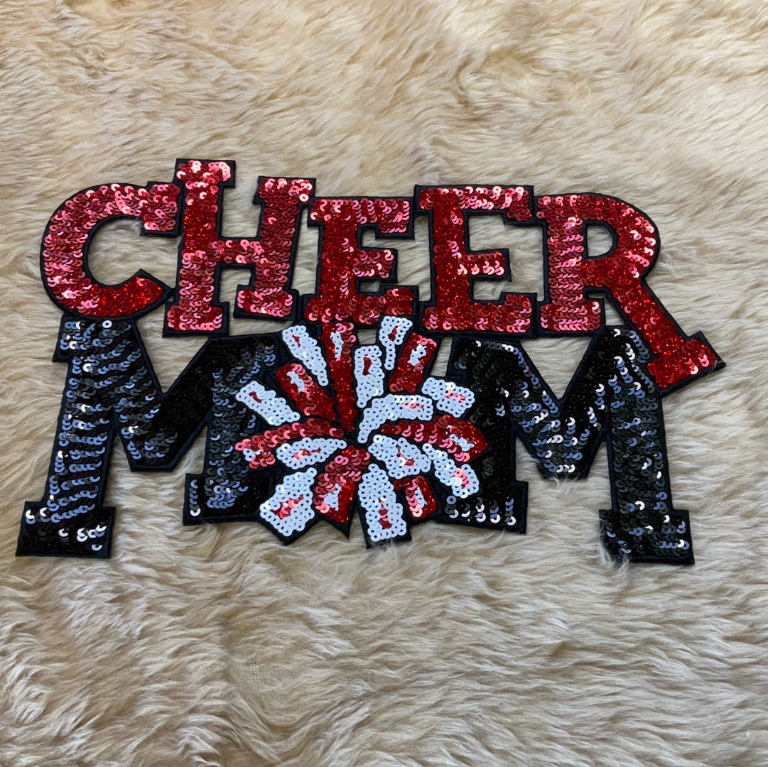 CHEER MOM Sequins Patch