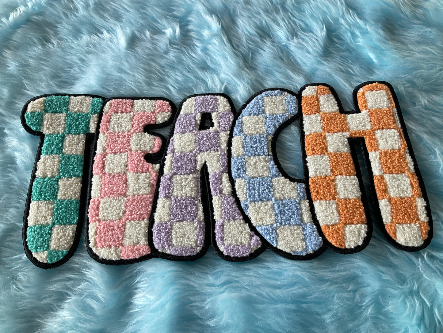 TEACH Chenille Checkered Patch