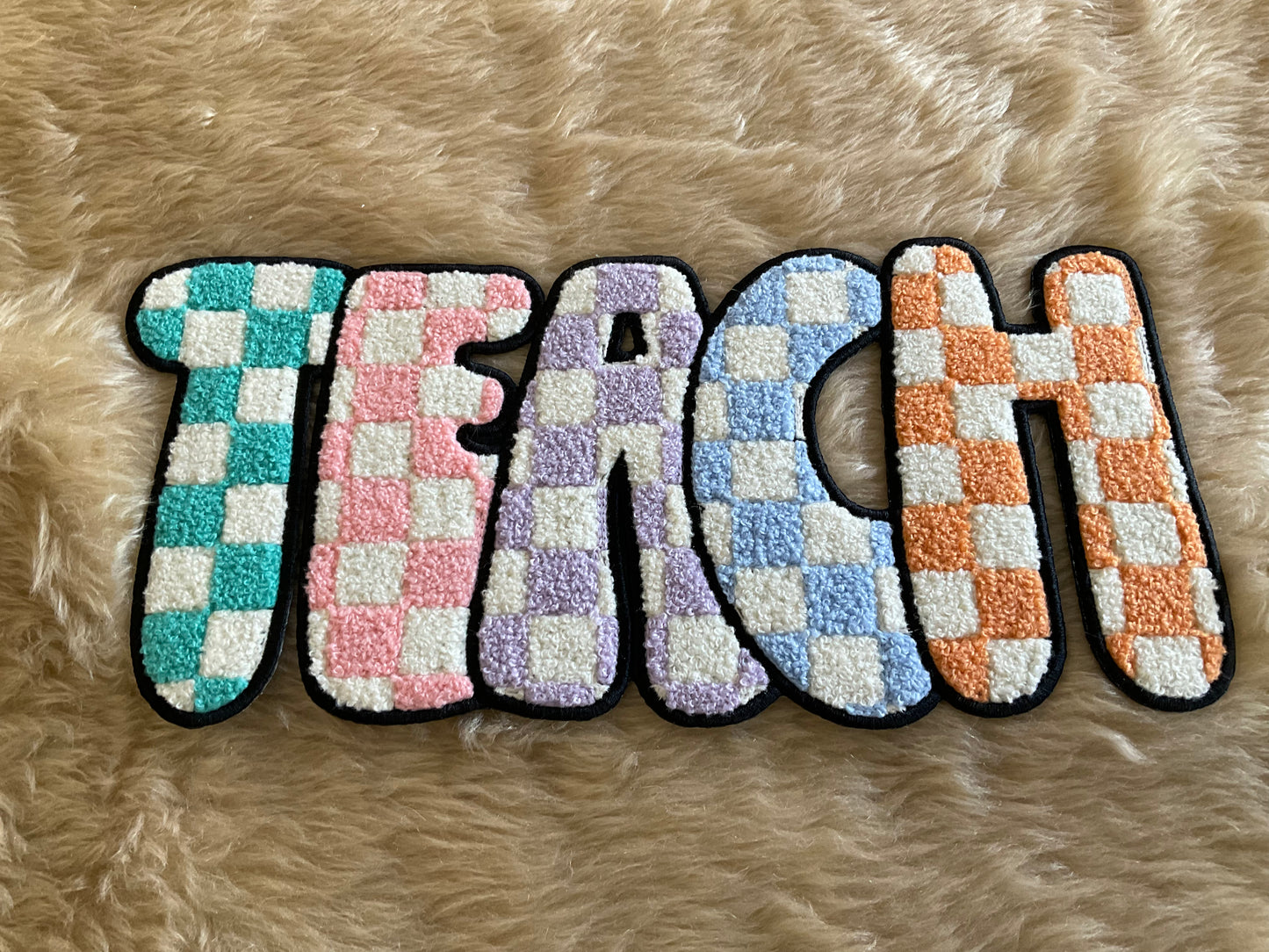 TEACH Chenille Checkered Patch