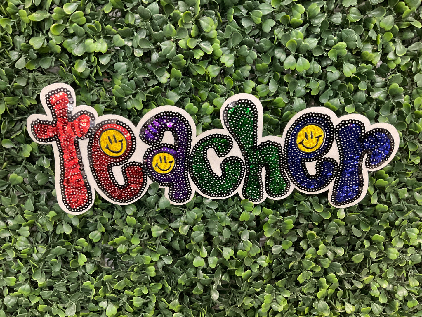 Teacher colorful SEQUINS Patch