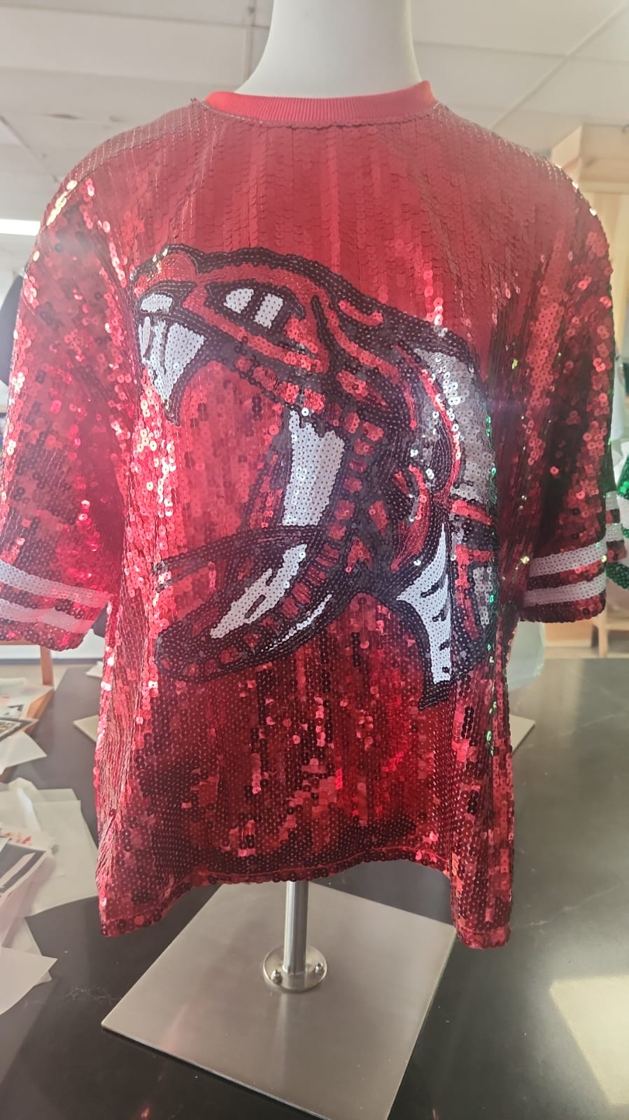 Diamondback sequins top