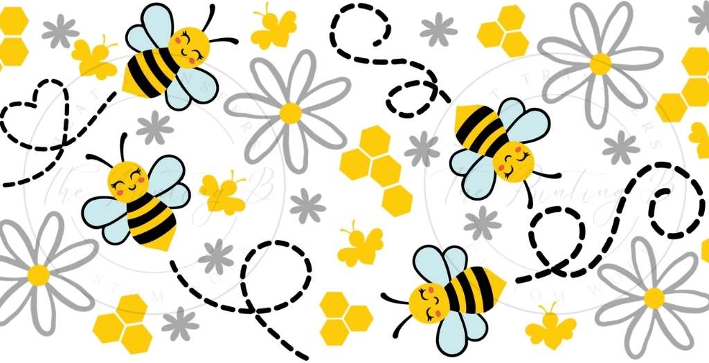 158 - Bees UVDTF Glass Can Wrap