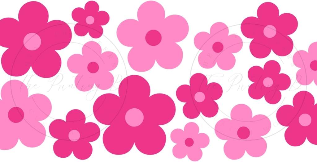 91 - Pink Flowers UVDTF Glass Can Wrap