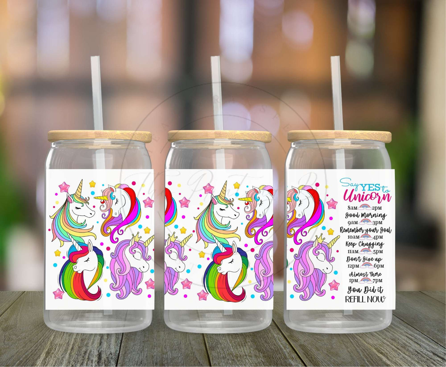 76 - Unicorn Water Tracker UVDTF Glass Can Wrap
