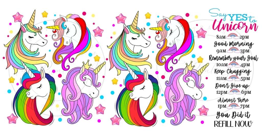 76 - Unicorn Water Tracker UVDTF Glass Can Wrap
