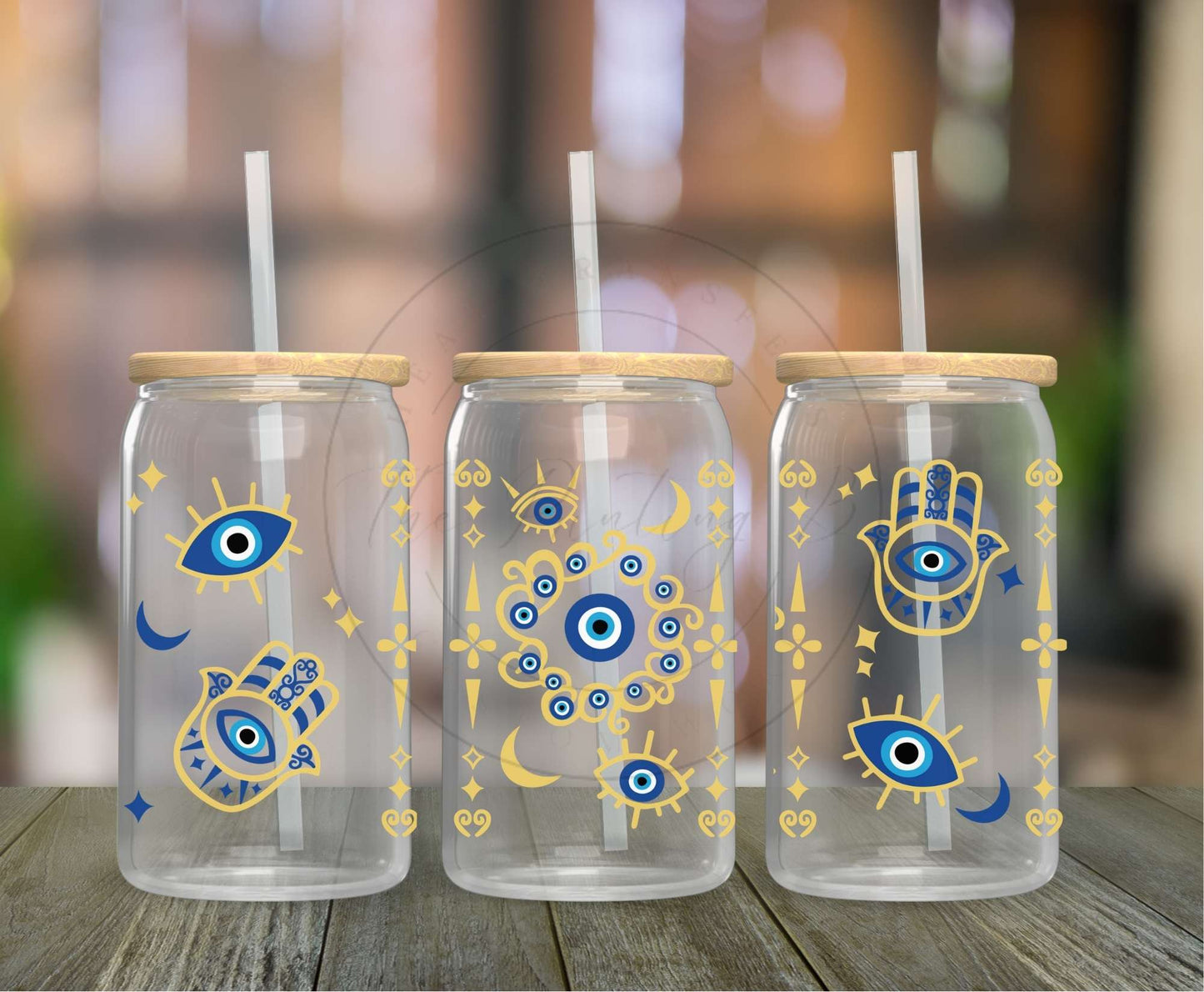 119 - Blue Eyes and Hands UVDTF Glass Can Wrap