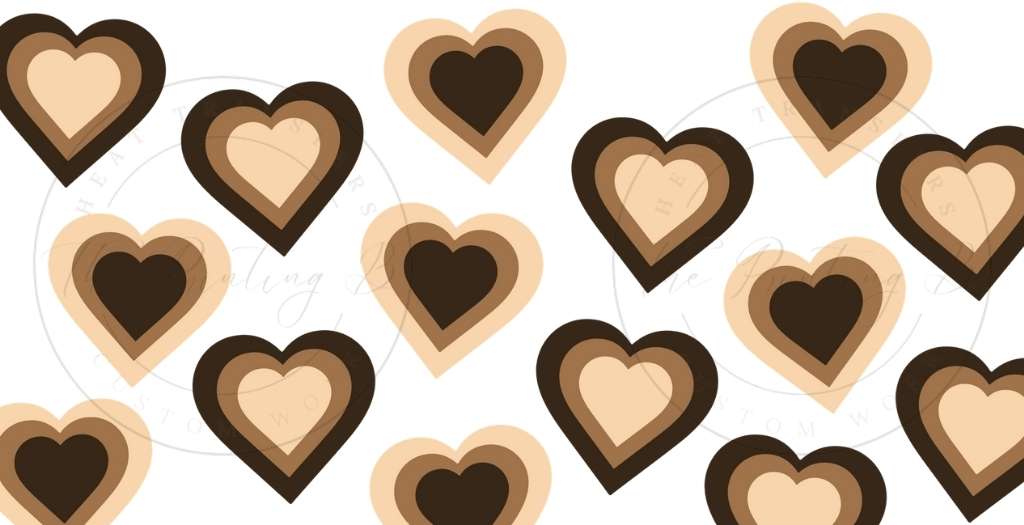99 - Brown Hearts UVDTF Glass Can Wrap