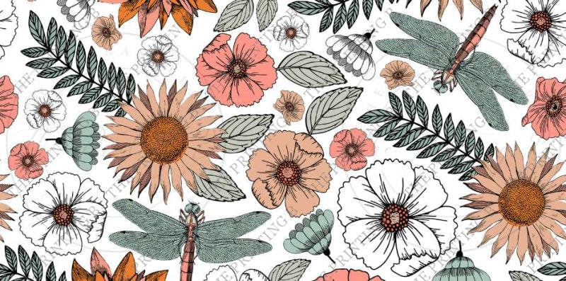 Boho Flowers And Dragonflies Uvdtf Glass Can Wrap - 96