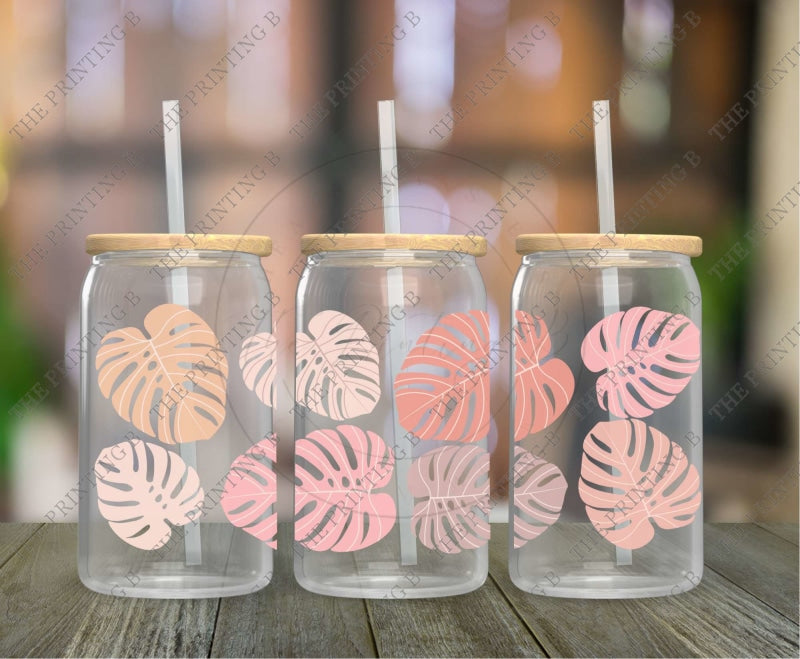 Boho Leaves Uvdtf Glass Can Wrap - 62