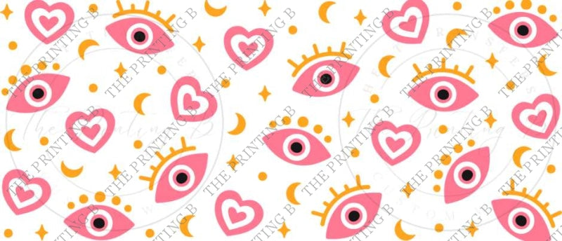 Hearts And Eyes Uvdtf Glass Can Wrap - 18
