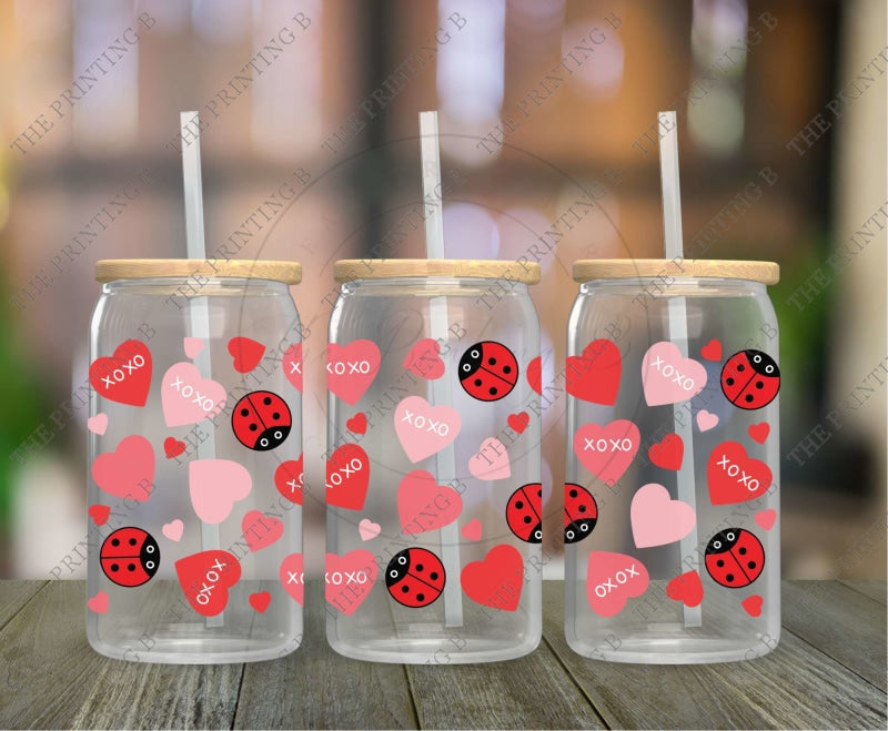 Ladybug Hearts Uvdtf Glass Can Wrap - 59