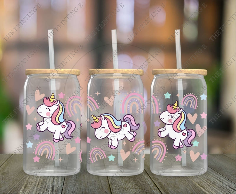 Unicorns And Rainbows Uvdtf Glass Can Wrap -75
