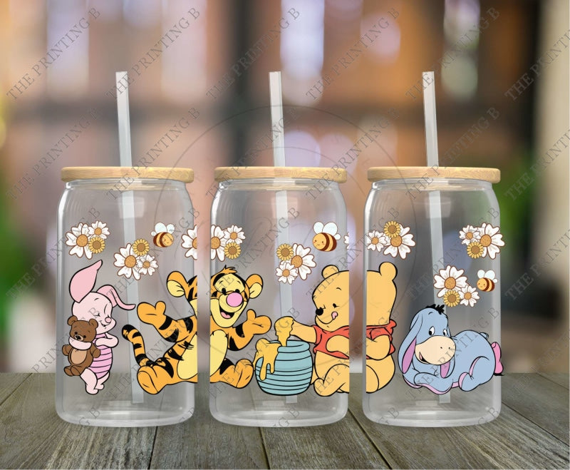 Yellow Bear And Friends Uvdtf Glass Can Wrap - 84