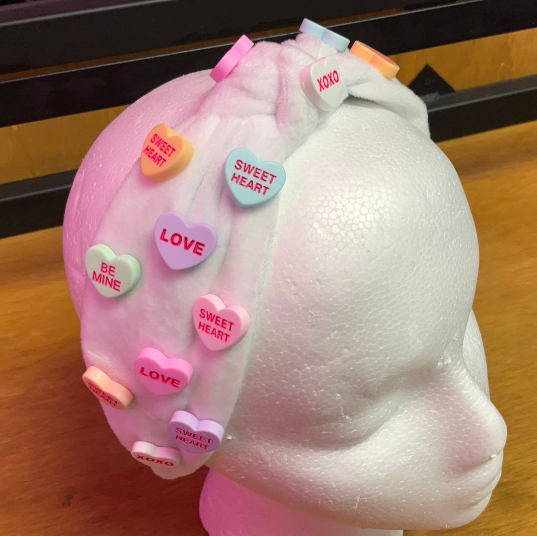 Headband white candy heart