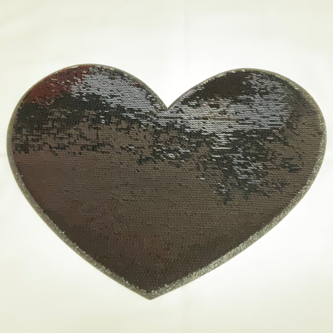 Black Heart Sequins Patch