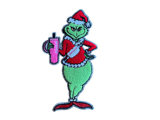 Silver Trim Grinch Pink Cup Patch