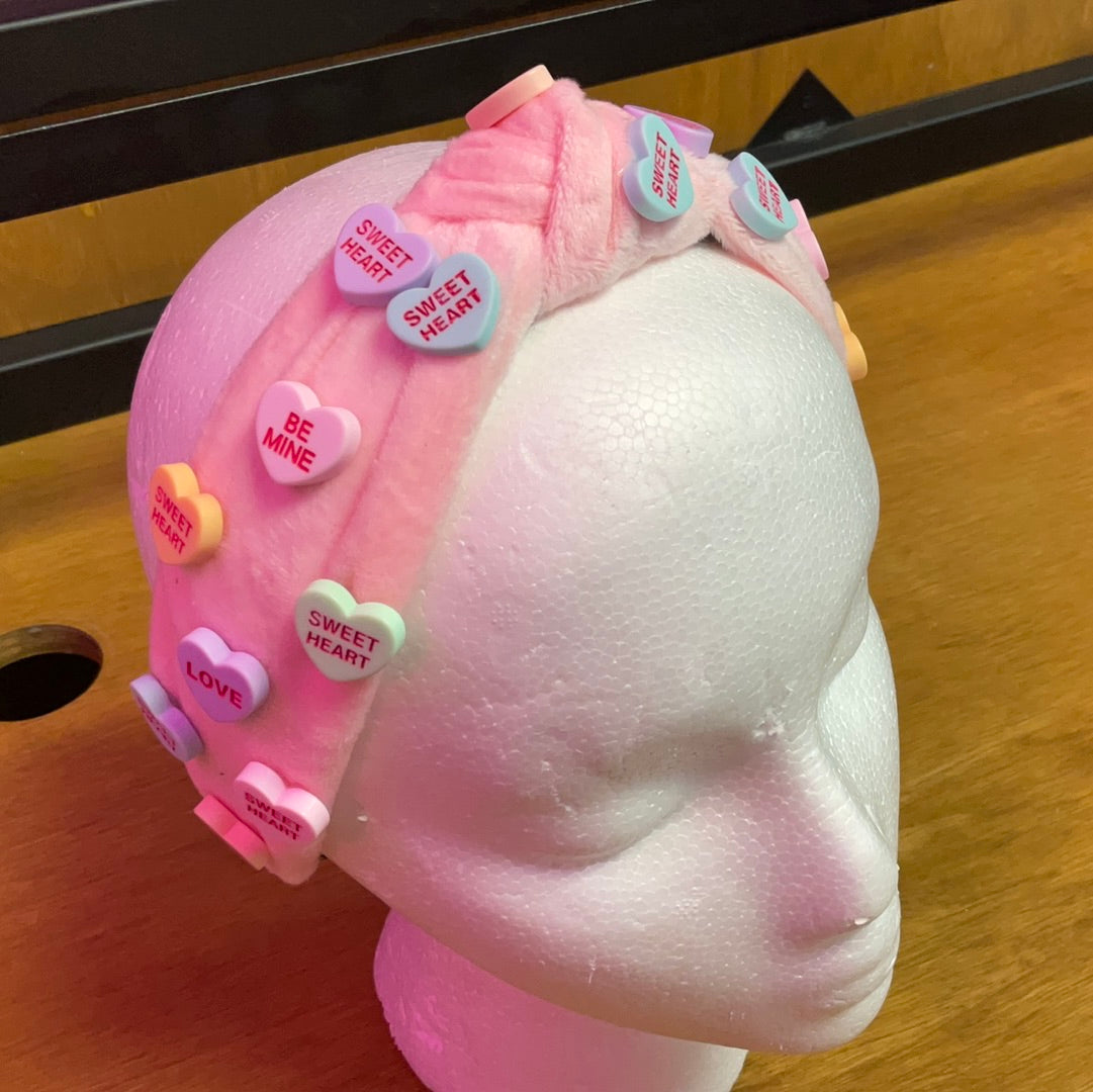 Headband pink candy heart
