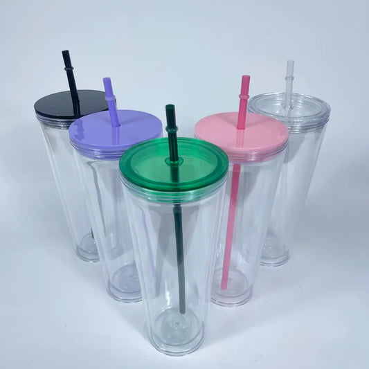 Double Walled -Pre-Drilled Clear Tumbler - 16oz