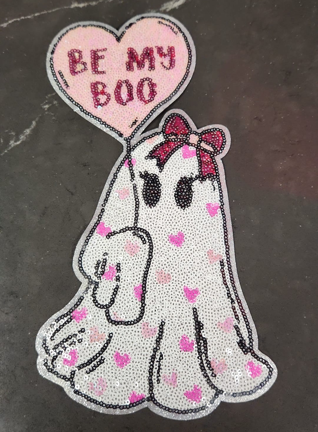 Valentine ghost sequins patch