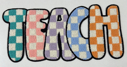 TEACH Chenille Checkered Patch