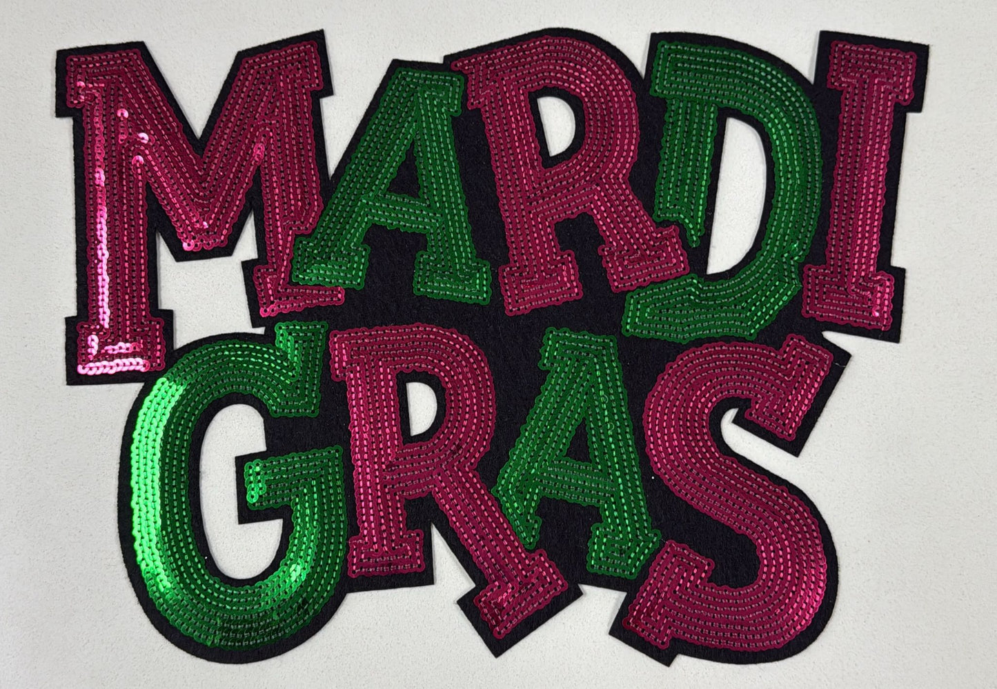 Mardi gras pink and green Chenille Patch
