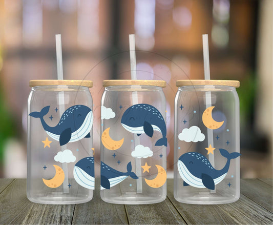 171 - Whales and Moons UVDTF Glass Can Wrap