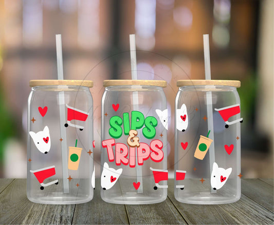 176 - Sips & Trips UVDTF Glass Can Wrap