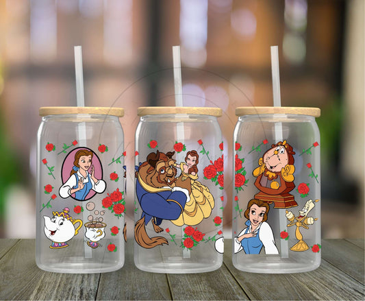 184 - Beauty and Beast UVDTF Glass Can Wrap
