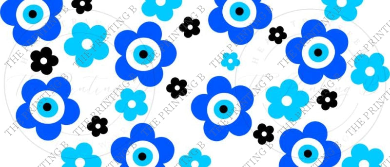 Blue Flowers Uvdtf Glass Can Wrap - 53