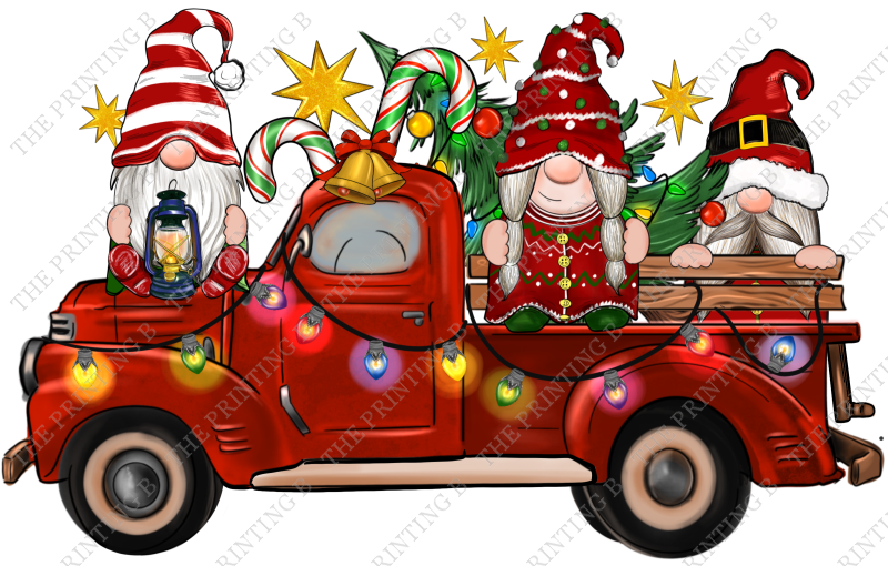 Christmas Truck With Gnomes