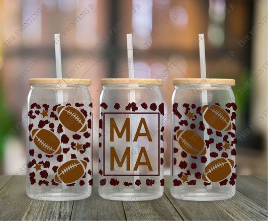 Football Mama Uvdtf Glass Can Wrap