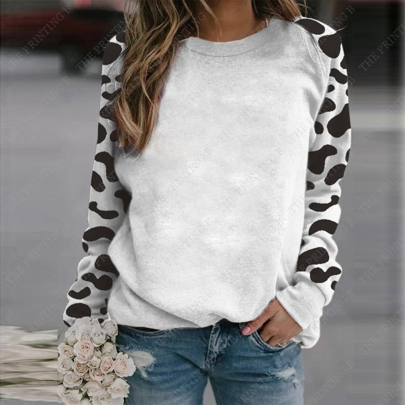 Long Sleeve Shirt With Cow Print Sleeves
