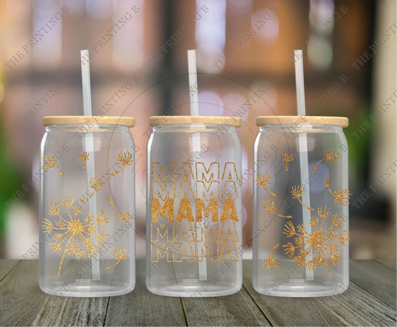 Mama Dandelions Uvdtf Glass Can Wrap