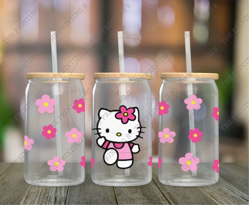 Pink Cat Uvdtf Glass Can Wrap - 33