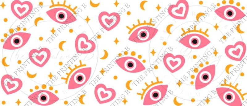 Pink Eyes And Hearts Uvdtf Glass Can Wrap - 17