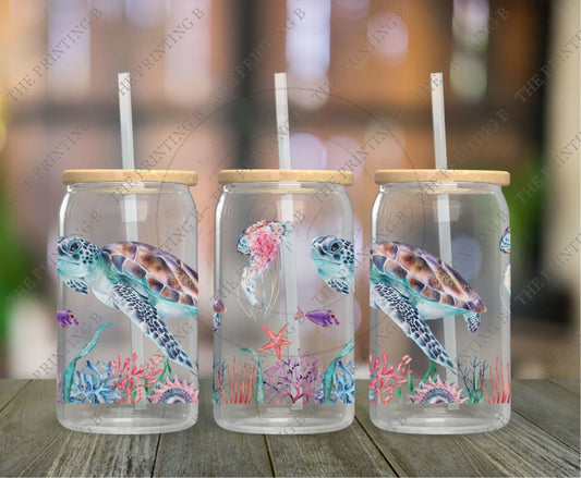 Sea Turtles Uvdtf Glass Can Wrap - 20