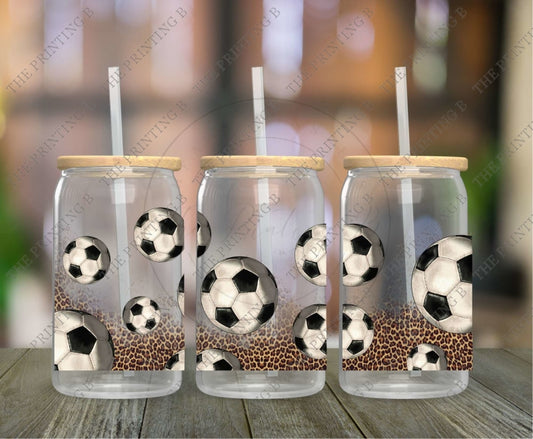 Soccer And Animal Print Uvdtf Glass Can Wrap