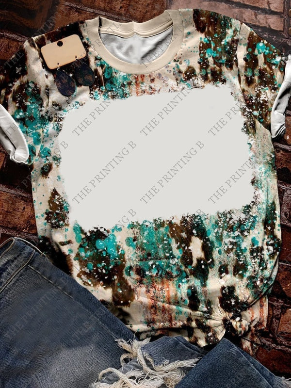 Tan Turquoise Cow Print (B5)