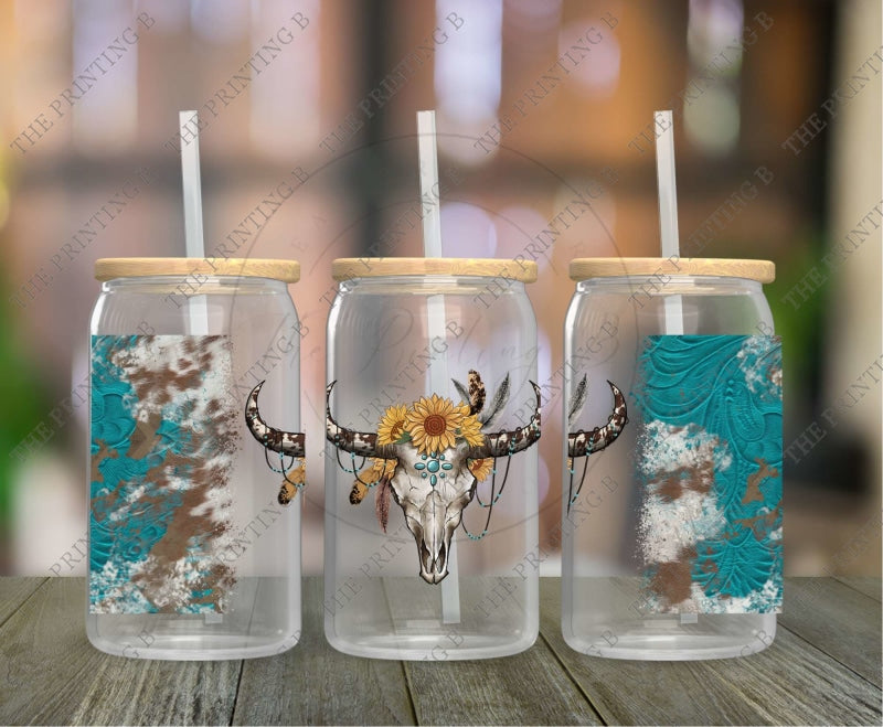 Western Skull Uvdtf Glass Can Wrap - 78