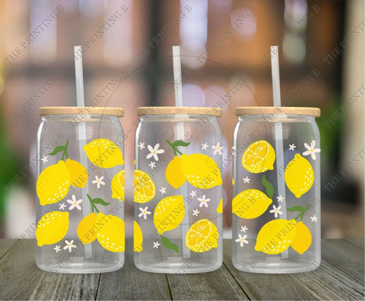 Yellow Lemons Uvdtf Glass Can Wrap - 35